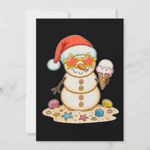 Invitation Bonhomme de neige de sable Chapeau de Père Noël No