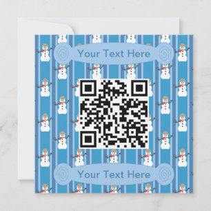 Invitation Bonhomme de neige détective QR Code bleu amusant e