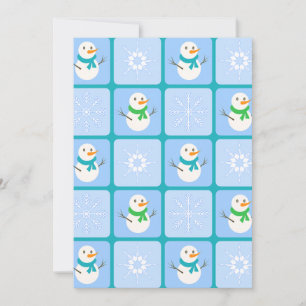 Invitation Bonhomme de neige et flocons de neige à motif à ca