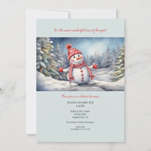 Invitation Bonhomme de neige heureux (Devant)