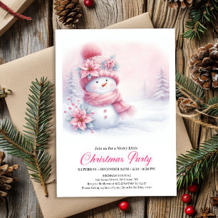 Invitation Bonhomme de neige rose radieux Fête de Noël numéri
