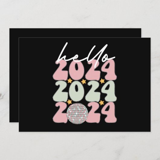 Invitation Bonjour 2024 Super Bonne année Noël (Devant / Derrière)