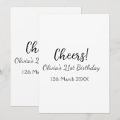 Invitation Bonjour 21e anniversaire ajouter nom date simple m (Devant / Derrière)