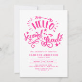 Invitation Bonjour 2e année Script Pink Graduation (Devant)