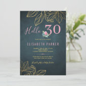 Invitation Bonjour 30 chic or marine rose 30e anniversaire fê (Debout devant)