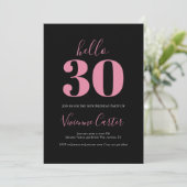 Invitation Bonjour 30 Script Rose Noir 30e Fête d'anniversair (Debout devant)