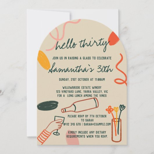 Invitation Bonjour 30 Trente 30e Déjeuner d'entreprise vinico (Devant)