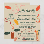 Invitation Bonjour 30 Trente trentième Déjeuner Winery Annive (Devant / Derrière)