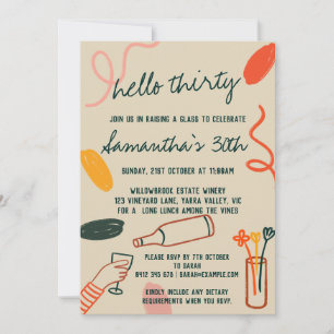 Invitation Bonjour 30 Trente trentième Déjeuner Winery Annive