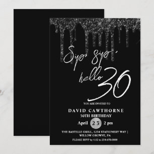 Invitation Bonjour 30ème Parties scintillant noire fête d'ann