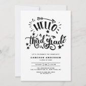 Invitation Bonjour 3e année | Graduation noire de deuxième an (Devant)