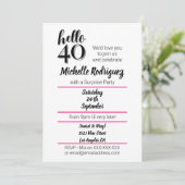 Invitation Bonjour 40 - 40e anniversaire Modern Pink & Black  (Debout devant)