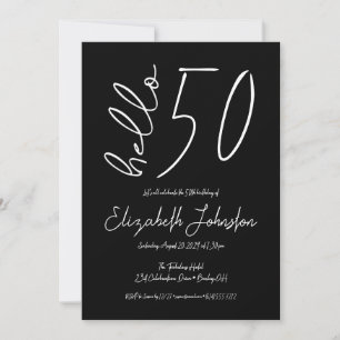 Invitation Bonjour 50 ans, anniversaire minimaliste fabuleux