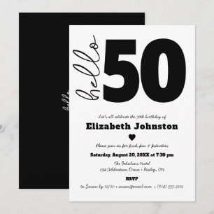 Invitation Bonjour 50 ans Fabuluxx anniversaire Moderne Noir