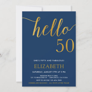 Invitation Bonjour 50e anniversaire moderne 50 cinquantième a