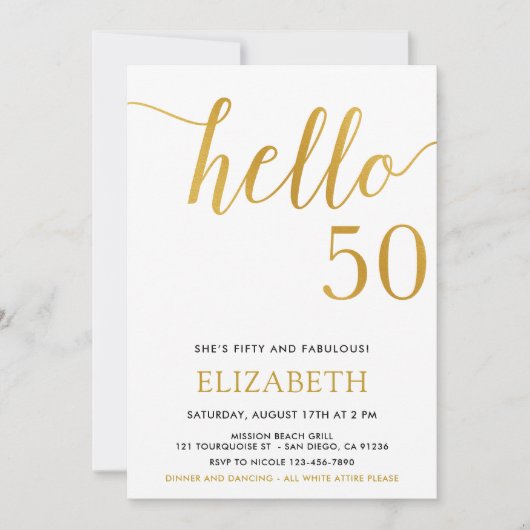 Invitation Bonjour 50e anniversaire moderne 50 cinquantième a (Devant)