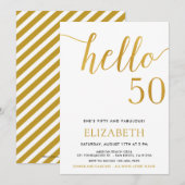 Invitation Bonjour 50e anniversaire moderne 50 cinquantième a (Devant / Derrière)