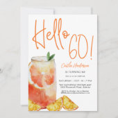 Invitation Bonjour 60 Fun Orange Anniversaire (Devant)