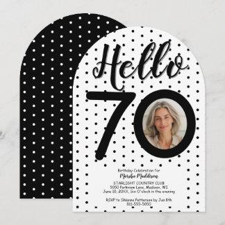 Invitation Bonjour 70 Photo Points Noir & Blanc Anniversaire