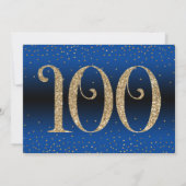 Invitation Bonjour à 100 ans Surprise Anniversaire, Bleu (Dos)