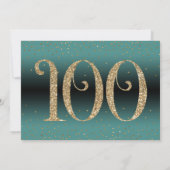 Invitation Bonjour à 100 ans Surprise Anniversaire Turquoise (Dos)