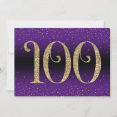 Invitation Bonjour à 100 ans Surprise Anniversaire, Violet (Dos)