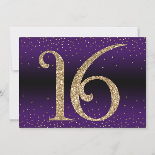 Invitation Bonjour à 16 ans Surprise Anniversaire, violet (Dos)