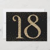 Invitation Bonjour à 18 ans Surprise Anniversaire Or & Noir (Dos)