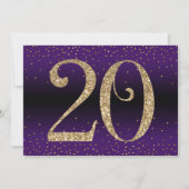 Invitation Bonjour à 20 ans Surprise Anniversaire, violet (Dos)