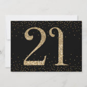 Invitation Bonjour à 21 ans Surprise Anniversaire Or & Noir (Dos)