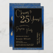 Invitation Bonjour à 25 ans Surprise Anniversaire Bleu (Devant / Derrière)