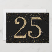 Invitation Bonjour à 25 ans Surprise Anniversaire Or & Noir (Dos)