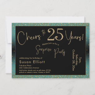 Invitation Bonjour à 25 ans Surprise Anniversaire Turquoise e