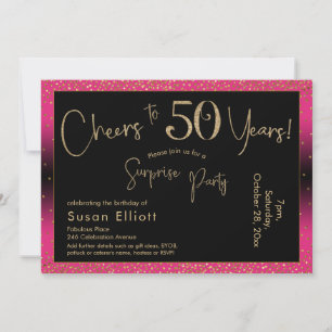 Invitation Bonjour à 50 ans Surprise Anniversaire, Rose profo