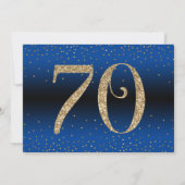 Invitation Bonjour à 70 ans Surprise Anniversaire Or & Bleu (Dos)