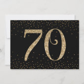 Invitation Bonjour à 70 ans Surprise Anniversaire Or & Noir (Dos)