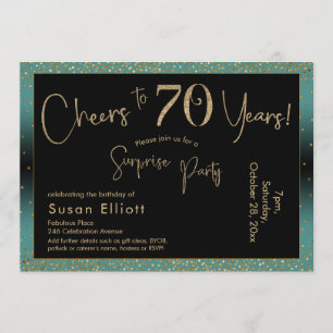 Invitation Bonjour à 70 ans Surprise Anniversaire Turquoise e