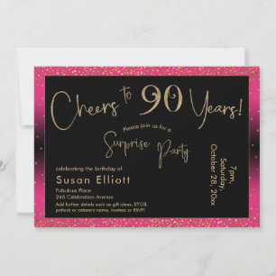 Invitation Bonjour à 90 ans Surprise Anniversaire, Rose profo