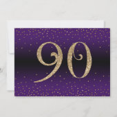 Invitation Bonjour à 90 ans Surprise Anniversaire, violet (Dos)