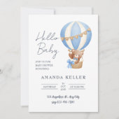 Invitation Bonjour Baby Blue Hot Air Baby shower de ballon (Devant)