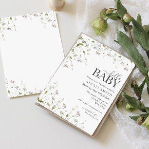Invitation Bonjour Baby Boho Fleur sauvage Baby shower floral