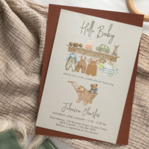 Invitation Bonjour Baby Boho Nursery Cute Baby shower neutre