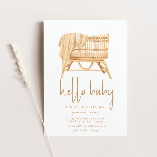 Invitation Bonjour Baby Boho thème Baby shower de lit Invitat
