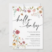 Invitation Bonjour Baby Fleur sauvage thème Baby shower Invit (Devant)