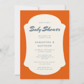 Invitation Bonjour Baby Retro Orange Abstrait Frame Baby show (Devant)