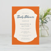 Invitation Bonjour Baby Retro Orange Abstrait Frame Baby show (Debout devant)