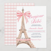 Invitation Bonjour Baby shower Baby shower français Invitatio (Devant / Derrière)