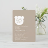 Invitation Bonjour Baby shower bébé ours (Debout devant)