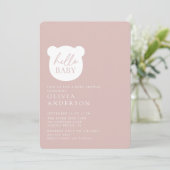 Invitation Bonjour Baby shower bébé ours (Debout devant)