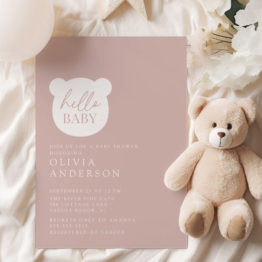 Invitation Bonjour Baby shower bébé ours